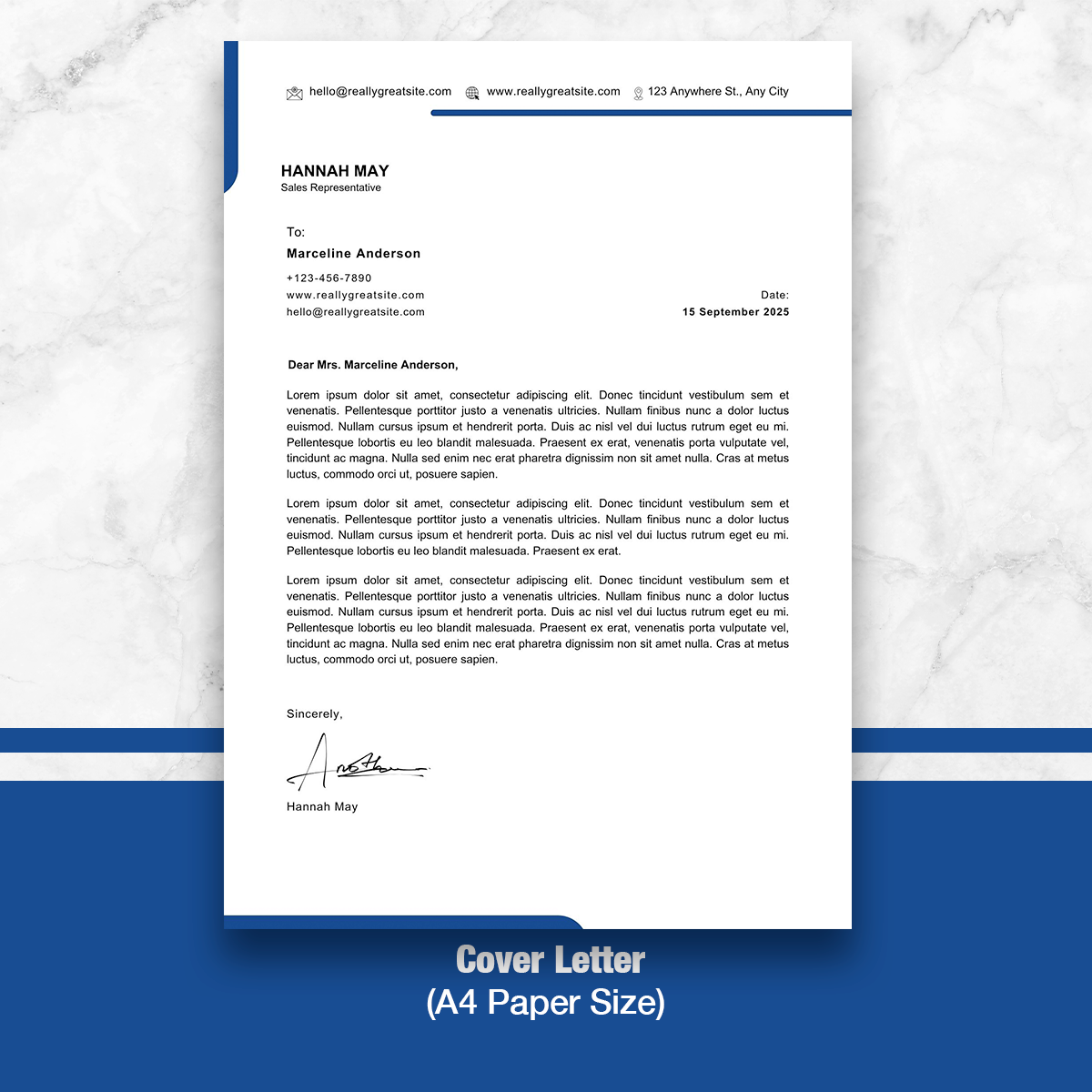 Sales Professional 1 Page Resume Template + Cover Letter (Canva)