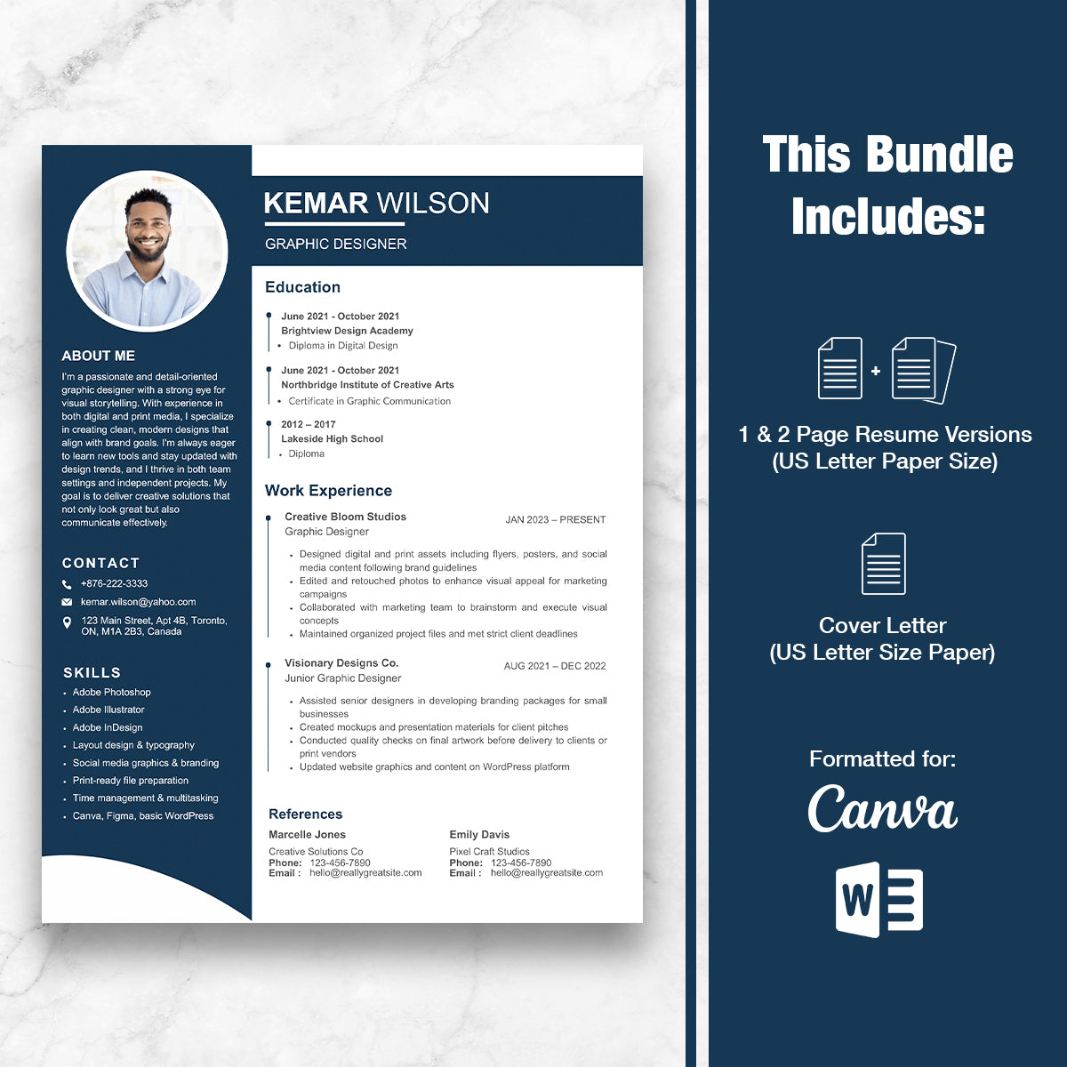 Modern CV Template – Professional Resume for Word & Canva