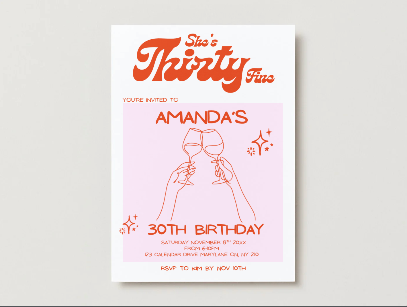 She's Thirty Fine Birthday Invitation Template | Editable 5x7 Canva Invite