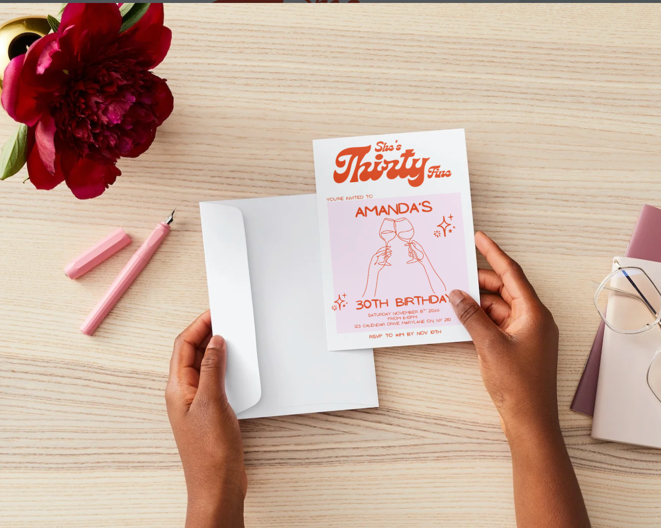 She's Thirty Fine Birthday Invitation Template | Editable 5x7 Canva Invite