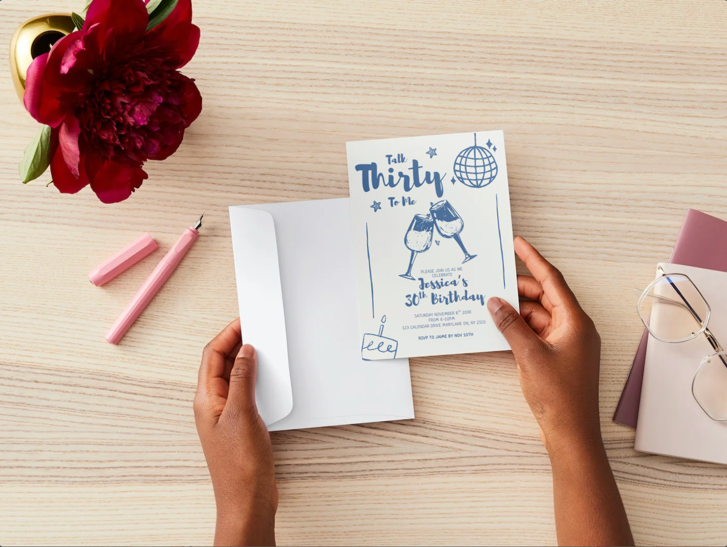Talk Thirty to Me Birthday Invitation Template | Editable 5x7 Canva Invite