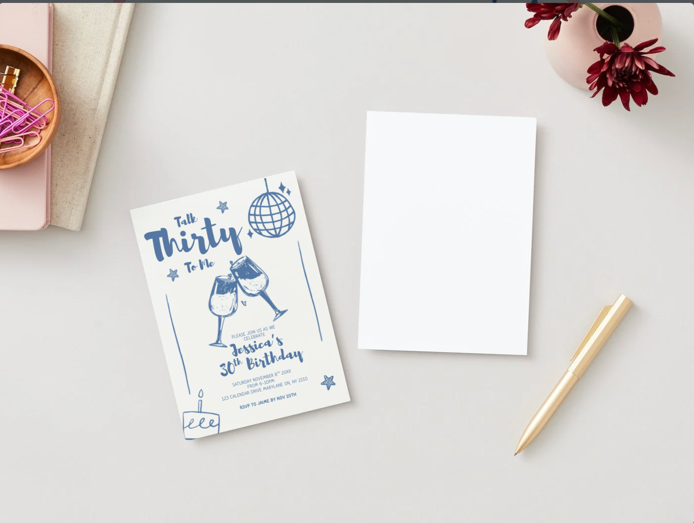 Talk Thirty to Me Birthday Invitation Template | Editable 5x7 Canva Invite