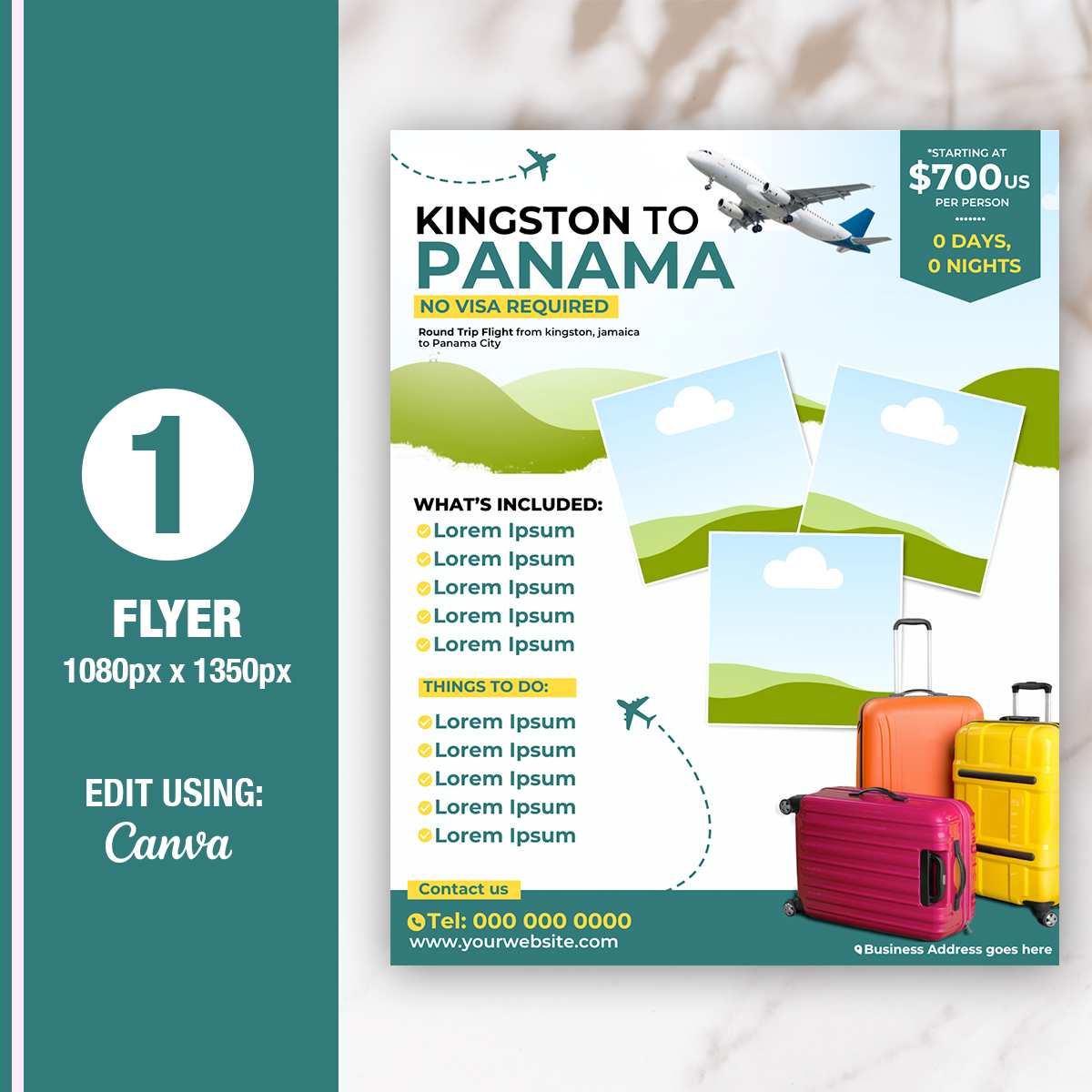 Editable Travel Agent Trip Flyer Template | 1350px x 1080px Canva Design
