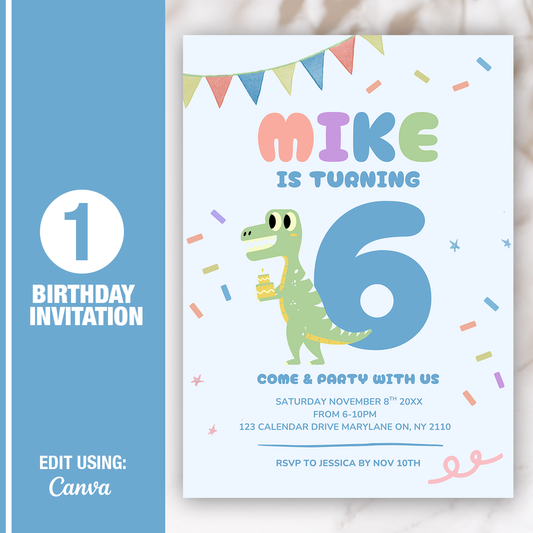 Kid's Fun Birthday Invitation Template | Editable 5x7 Canva Design