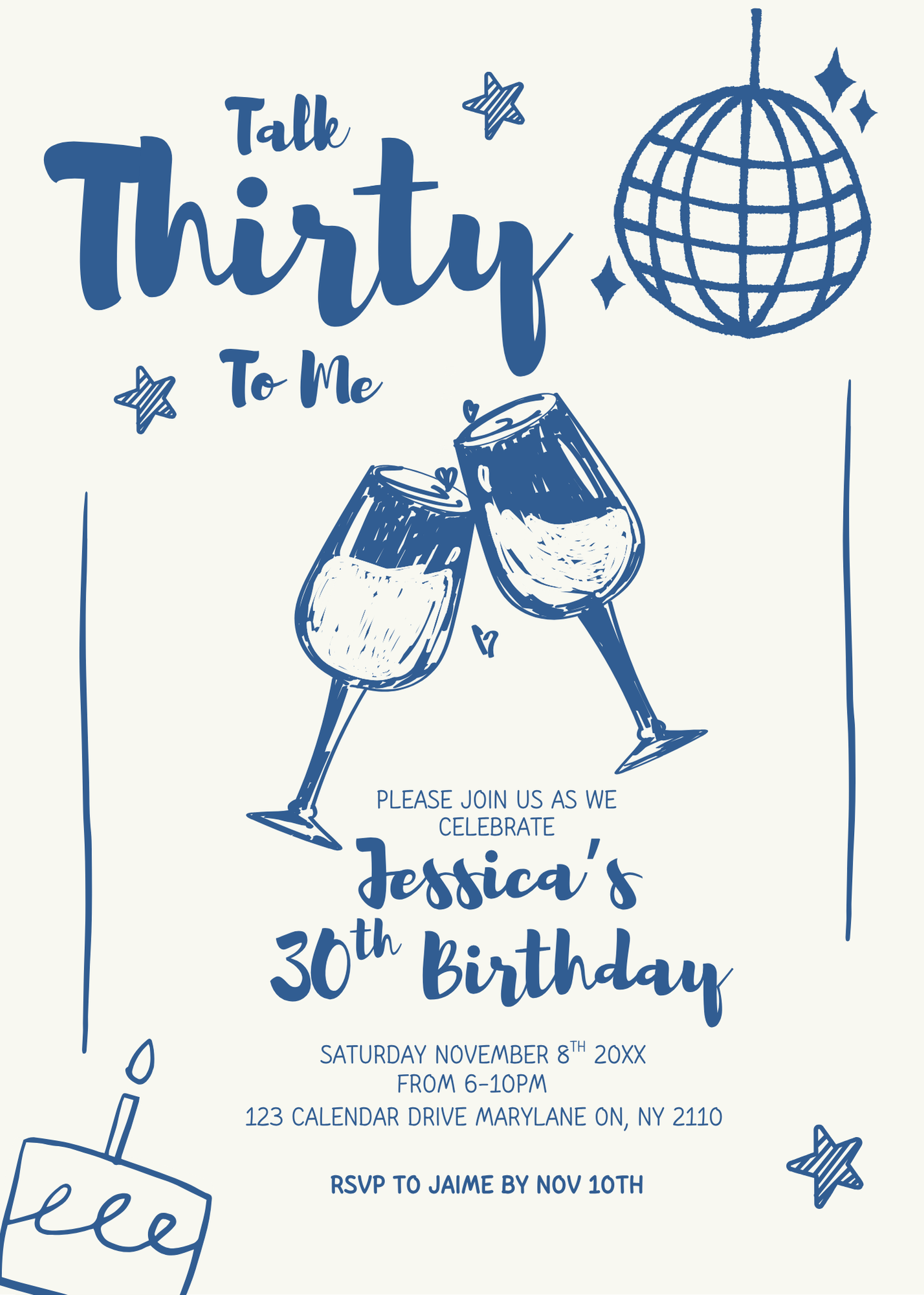 Talk Thirty to Me Birthday Invitation Template | Editable 5x7 Canva Invite