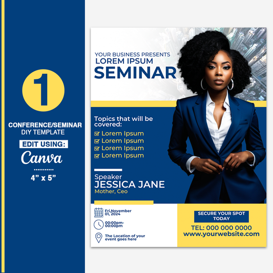 1 Conference | Seminar DIY Flyer Template 4" x 5" (Canva)