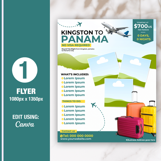 Editable Travel Agent Trip Flyer Template | 1350px x 1080px Canva Design